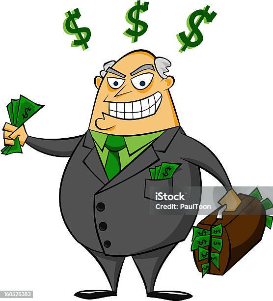 Smiling Rich Businessman With Money Vector Stock Illustration - Download Image Now - Cartoon, Greed, Business