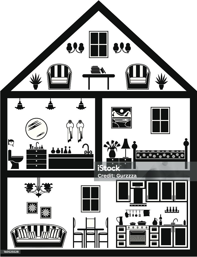 Icône de la maison avec l'organisation - clipart vectoriel de Ameublement libre de droits