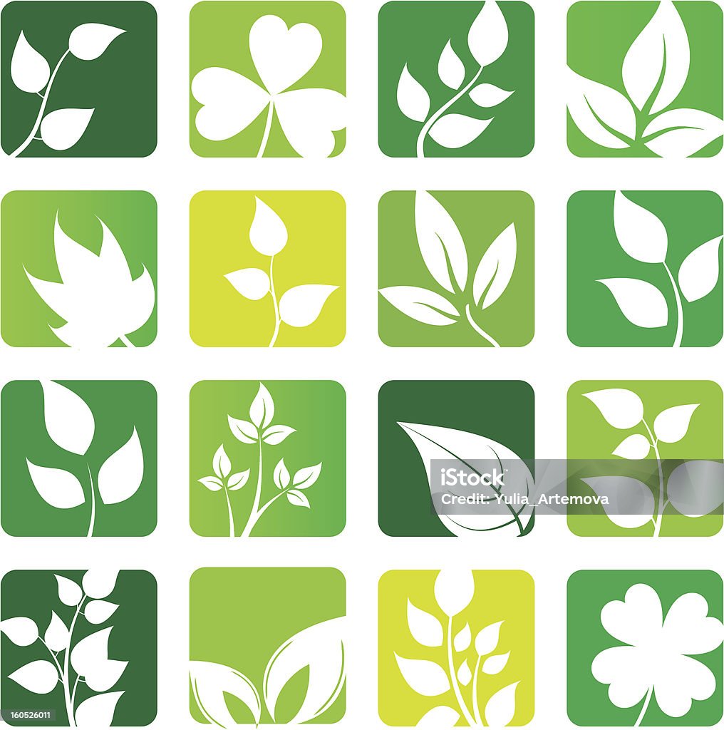 vector collection d'icônes de feuilles - clipart vectoriel de Couleur verte libre de droits