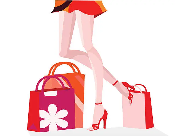 Vector illustration of Shopping girl