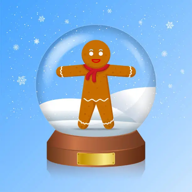 Vector illustration of Snowball with Gingerbread Man