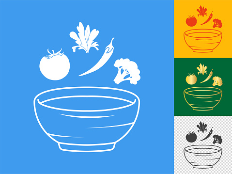 istock Salad bowl icon with vegetables. 1605285417