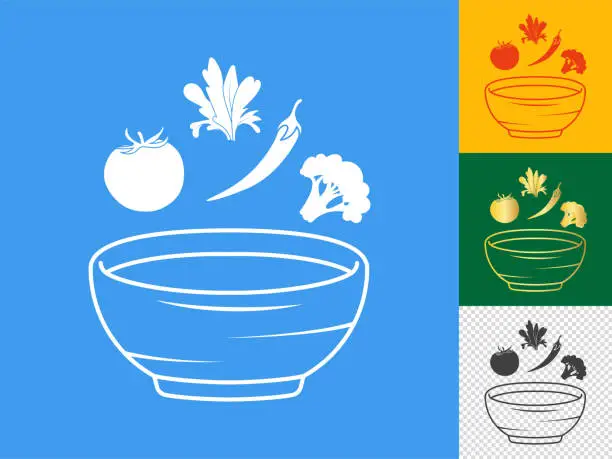 Vector illustration of Salad bowl icon with vegetables.