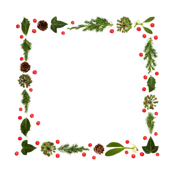 istock Christmas Winter Greenery and Holly Berry Frame 1605286027