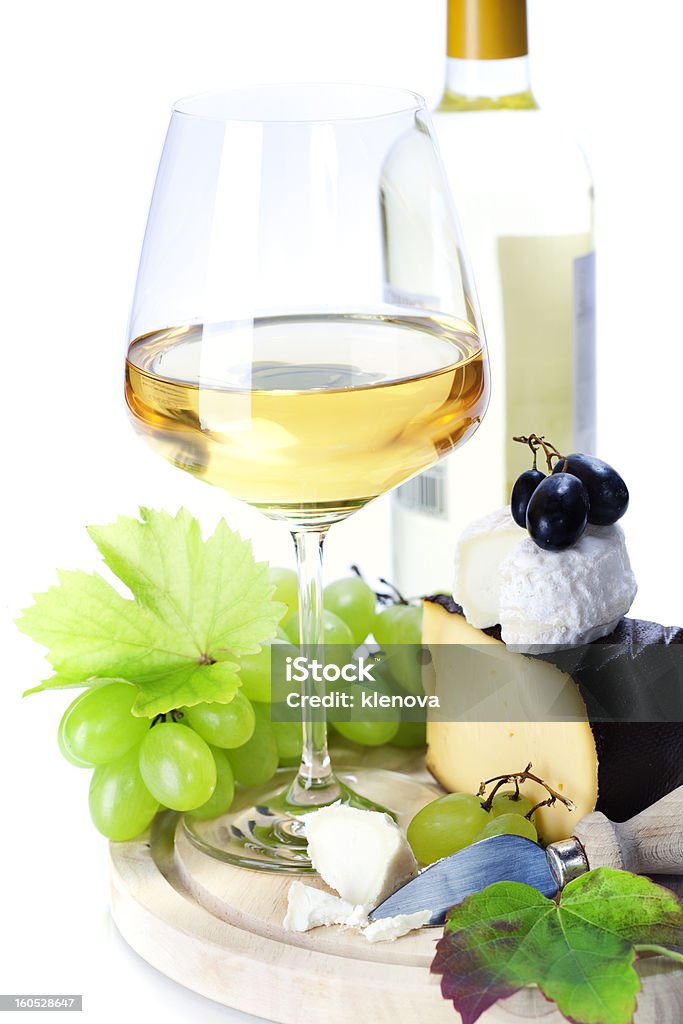 Weißen Wein und Käse - Lizenzfrei Blatt - Pflanzenbestandteile Stock-Foto