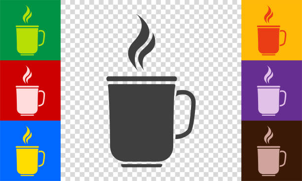 stockillustraties, clipart, cartoons en iconen met coffee mug icon. - hot chocolate purple