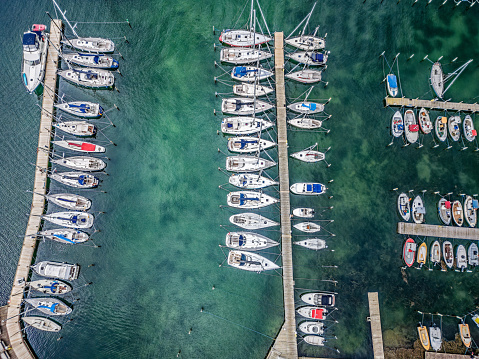 Hoeruphav marina small boats on island Als near Sonderborg in Denmark