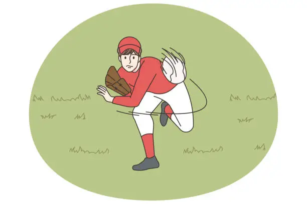 Vector illustration of Sportsman playing baseball