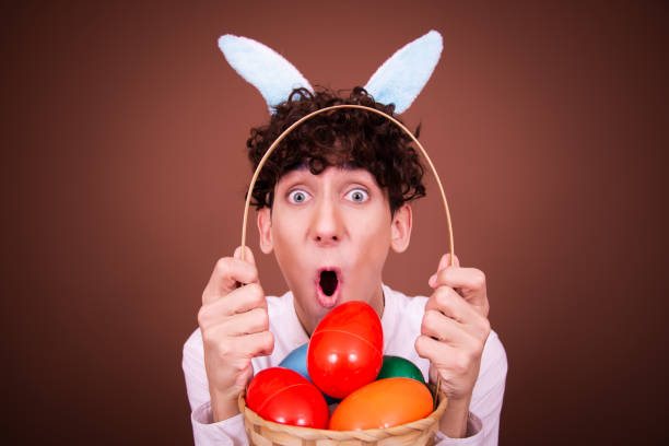 A man in a bunny suit.