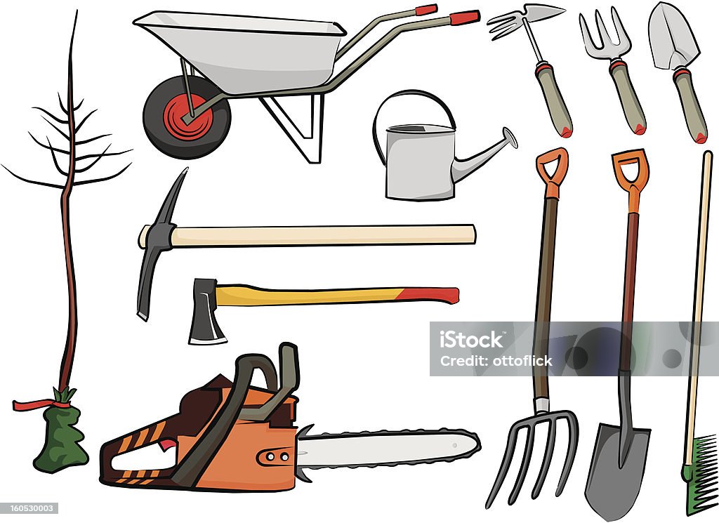 gardening tools garden tools set Pick Axe stock vector