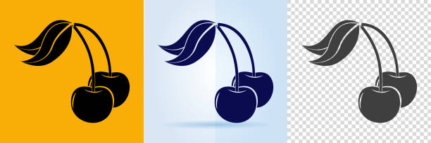 kirsche-symbol. - black cherries stock-grafiken, -clipart, -cartoons und -symbole