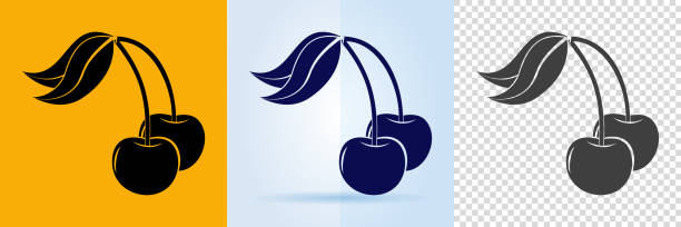 illustrazioni stock, clip art, cartoni animati e icone di tendenza di cherry icona. - black cherries