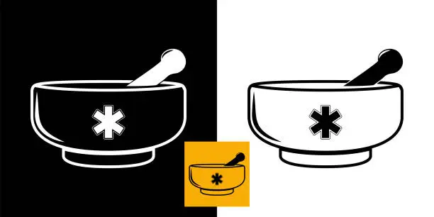 Vector illustration of Health pestle and mortar icon.