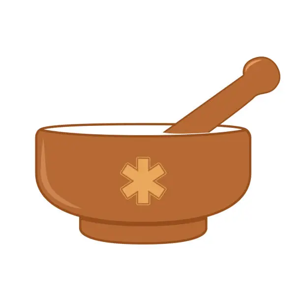 Vector illustration of Health pestle and mortar icon.