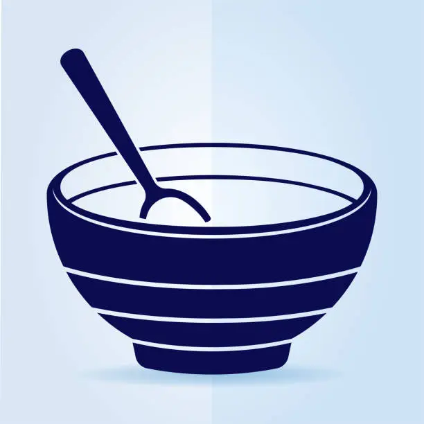 Vector illustration of Bowl with spoon icon.