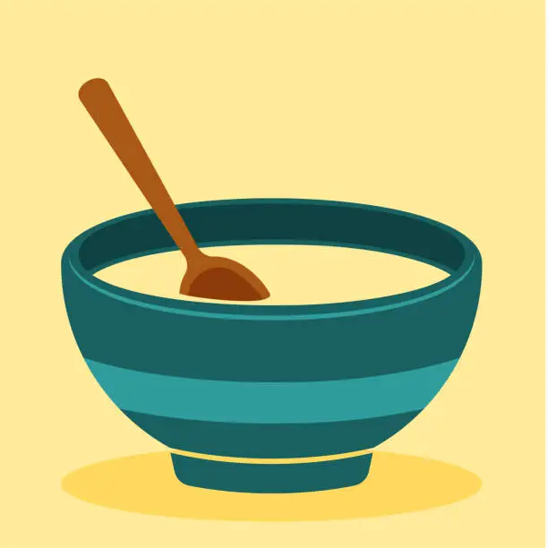 Vector illustration of Bowl with spoon icon.