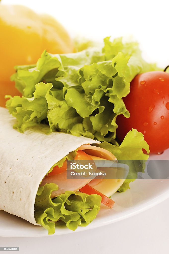 Sanduíche com novos produtos hortícolas - Royalty-free Alface Foto de stock