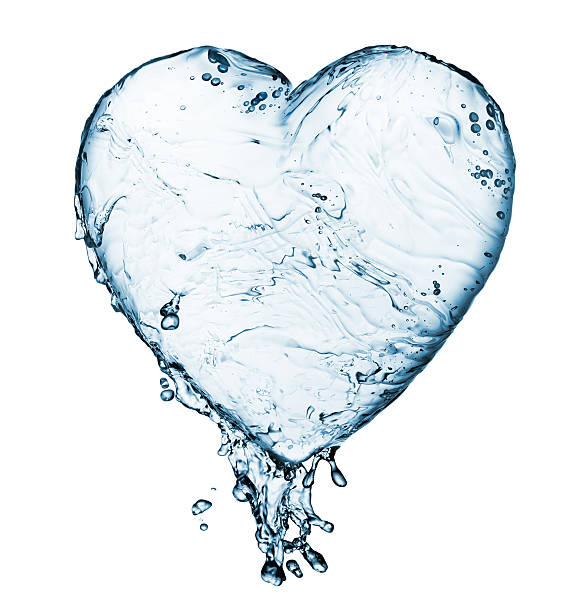 istock Heart from water splash with bubbles isolated on white 160532272