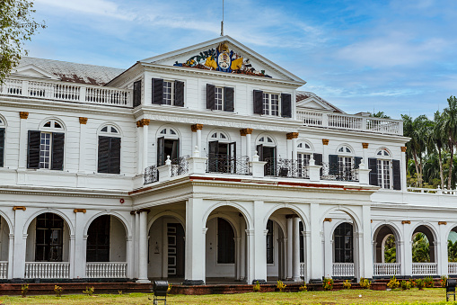 Exterior of the presidential palace in Paramaribo, Suriname, South America