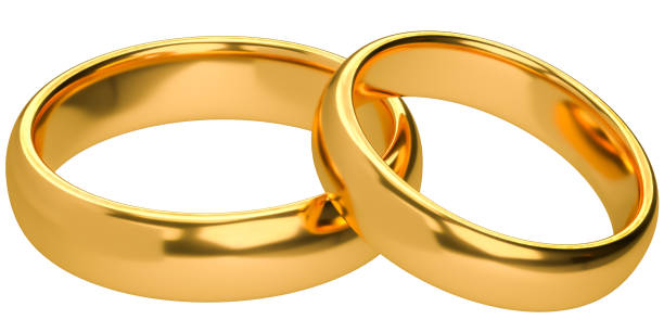 istock Illustration of two wedding gold rings isolated on white background. Unity 1605346834