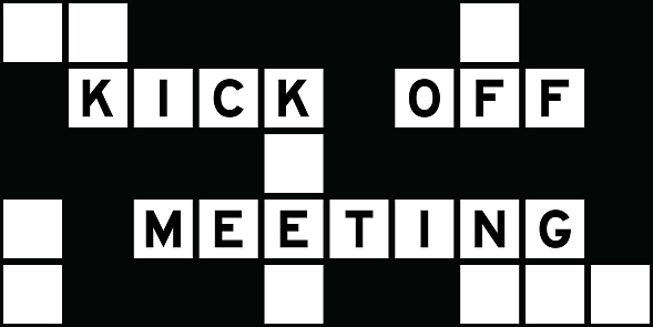 Alphabet Letter In Word Kick Off Meeting On Crossword Puzzle Background Alphabet Letter In Word Kick Off Meeting On Crossword Puzzle Background