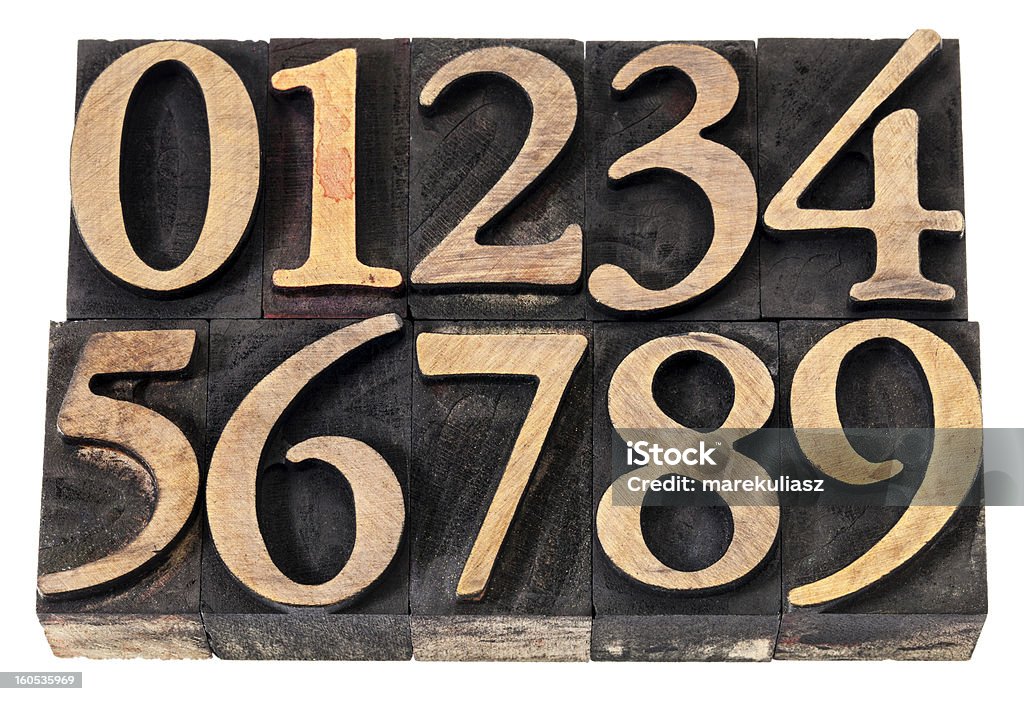 I numeri in tipo legno - Foto stock royalty-free di Antico - Vecchio stile