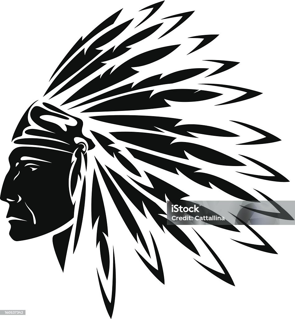 north american indian Indian chief black and white illustration Indigenous Peoples of the Americas stock vector