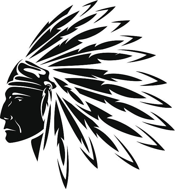 north american indian Indian chief black and white illustration chiefs stock illustrations