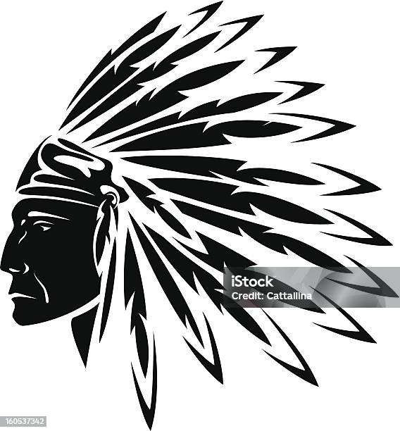 North American Indian Stock Illustration - Download Image Now - Indigenous Peoples of the Americas, Chief - Leader, Profile View