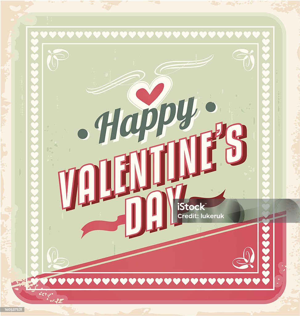 Valentines Day retro card vector design Valentines day card, retro background, vintage love vector design template. Contain EPS8, CorelDRAW and PDF file. Border - Frame stock vector