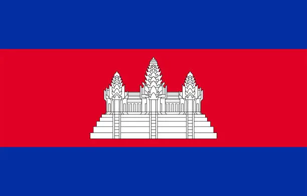 Vector illustration of Cambodia flag. Official colors. Correct proportion