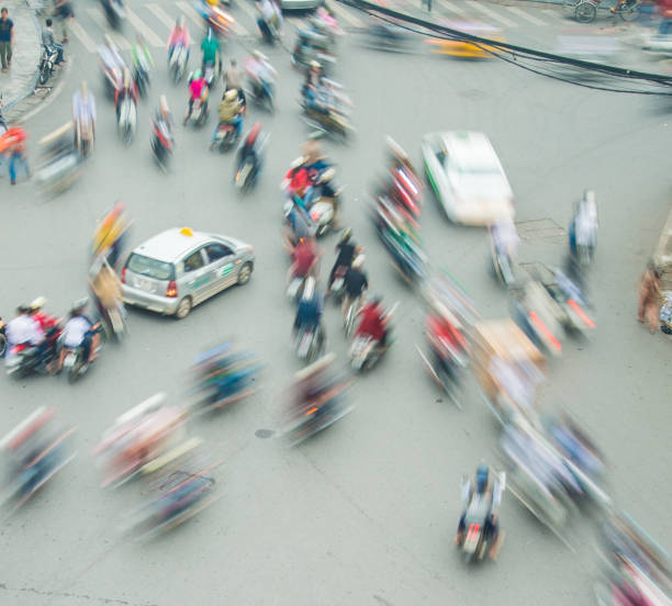 istock Busy chaotic traffic Hanoi Vietnam Motion blurred 160538982