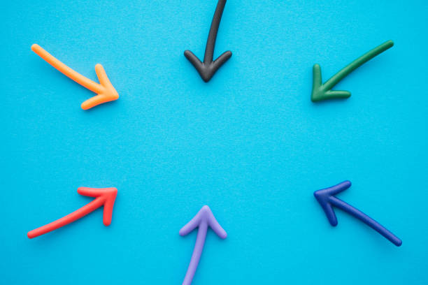 istock Color highlight arrows put around on blue background with copy space 1605396000