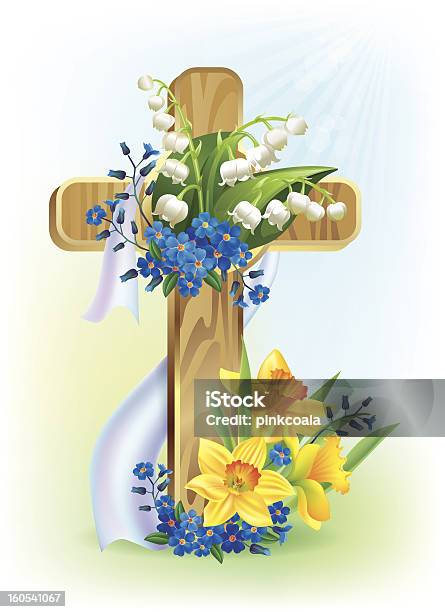 Pasqua Cross - Immagini vettoriali stock e altre immagini di Croce religiosa - Croce religiosa, Fiore, Religioni e filosofie