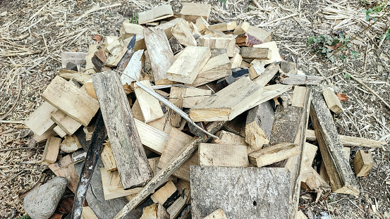 Pile of scrap wood that is no longer used
