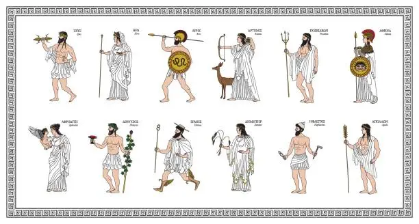 Vector illustration of 12 Olympian Gods