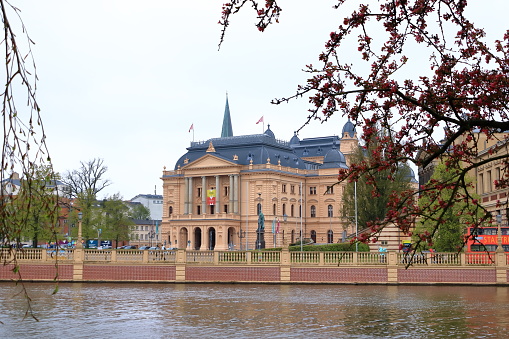 May 06 2023 - Schwerin, Mecklenburg-Vorpommern in Germany: the state theater near the state museum in Schwerin