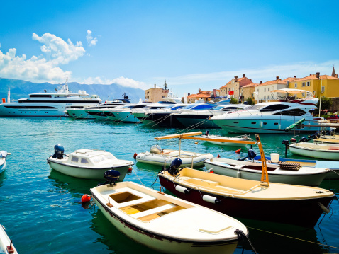 Marina with yachts in Budva, Budvanska rivijera, Montenegro