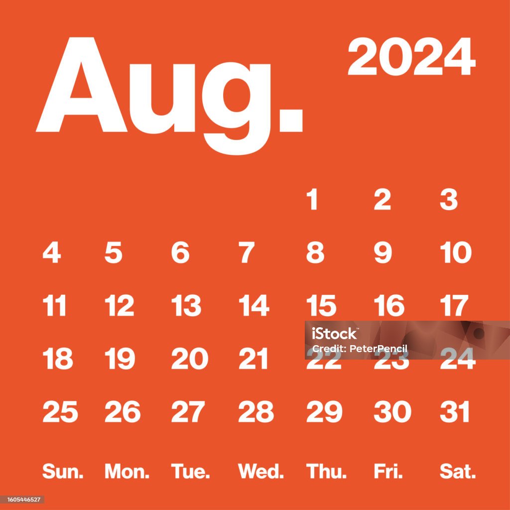 August 2025 Monthly Calendar Minimalism Style Square Calendar Vector