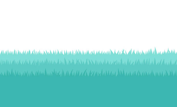 Grass Lawn Meadow Growing Background Grass lawn mowing mowed yard backyard background. frame outline silhouette stock illustrations