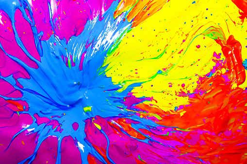 closeup of colorful painting with brush strokes for design purpose