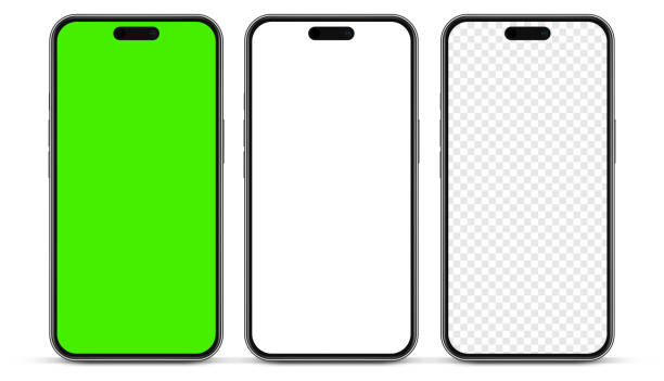 istock 3D realistic high quality smartphone mockup with isolated background. Smart phone mockup collection. Device front view. 3D mobile phone with shadow on white background. 1605459243