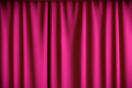 pink curtain in theatre. Textured background