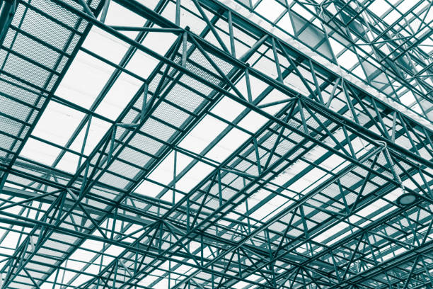 istock Abstract pattern geometry background from roof top greenhouse architecture. 1605466260