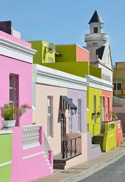 Colourful buildings in the old Moslem quarter of Cape Town Western Province, South Africa