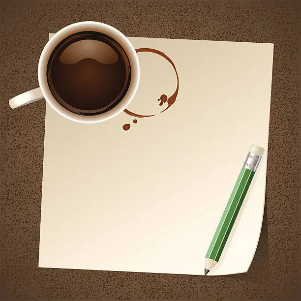 Vector illustration of Coffee with Paper Note