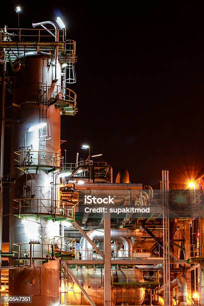 Petro And Chemical Plant Night Scene Stock Photo - Download Image Now - Chemical Plant, Construction Industry, Crude Oil