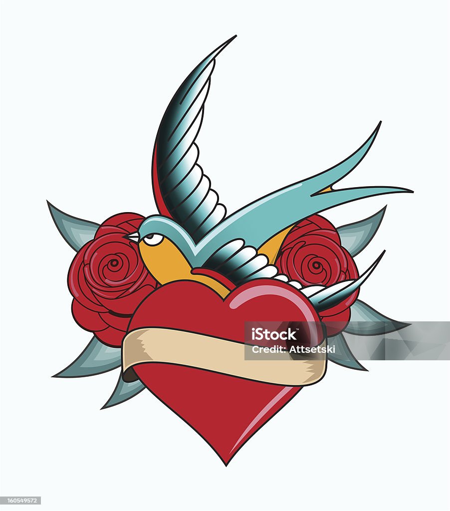 Tatuagem de coração emblema - Royalty-free Símbolo do Coração arte vetorial