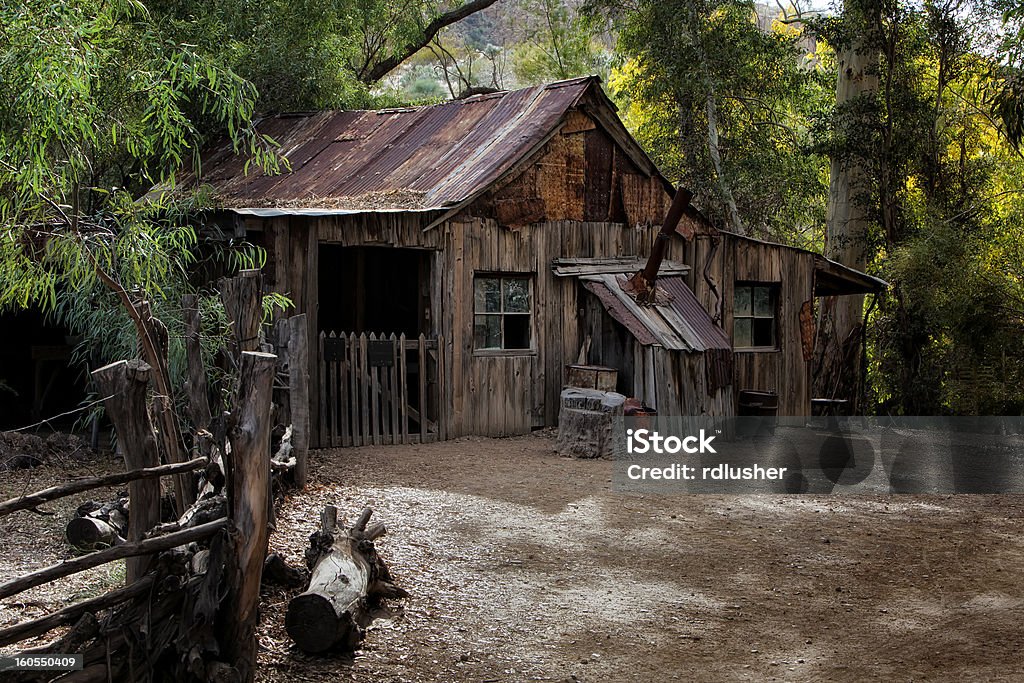 Old cabine na floresta - Foto de stock de Antiguidade royalty-free