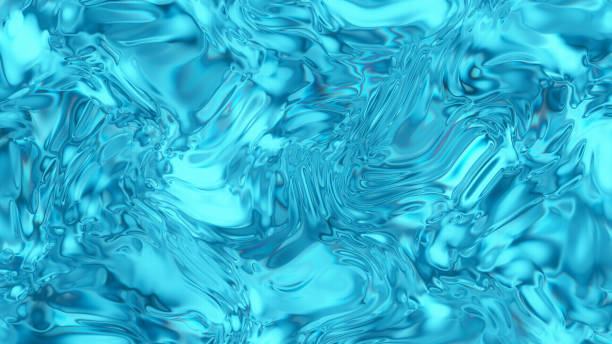 Abstract Smooth Blue Chromatic fluid waves, iridescent holographic foil, with LED Texture background  for branding and product presentation. High quality details